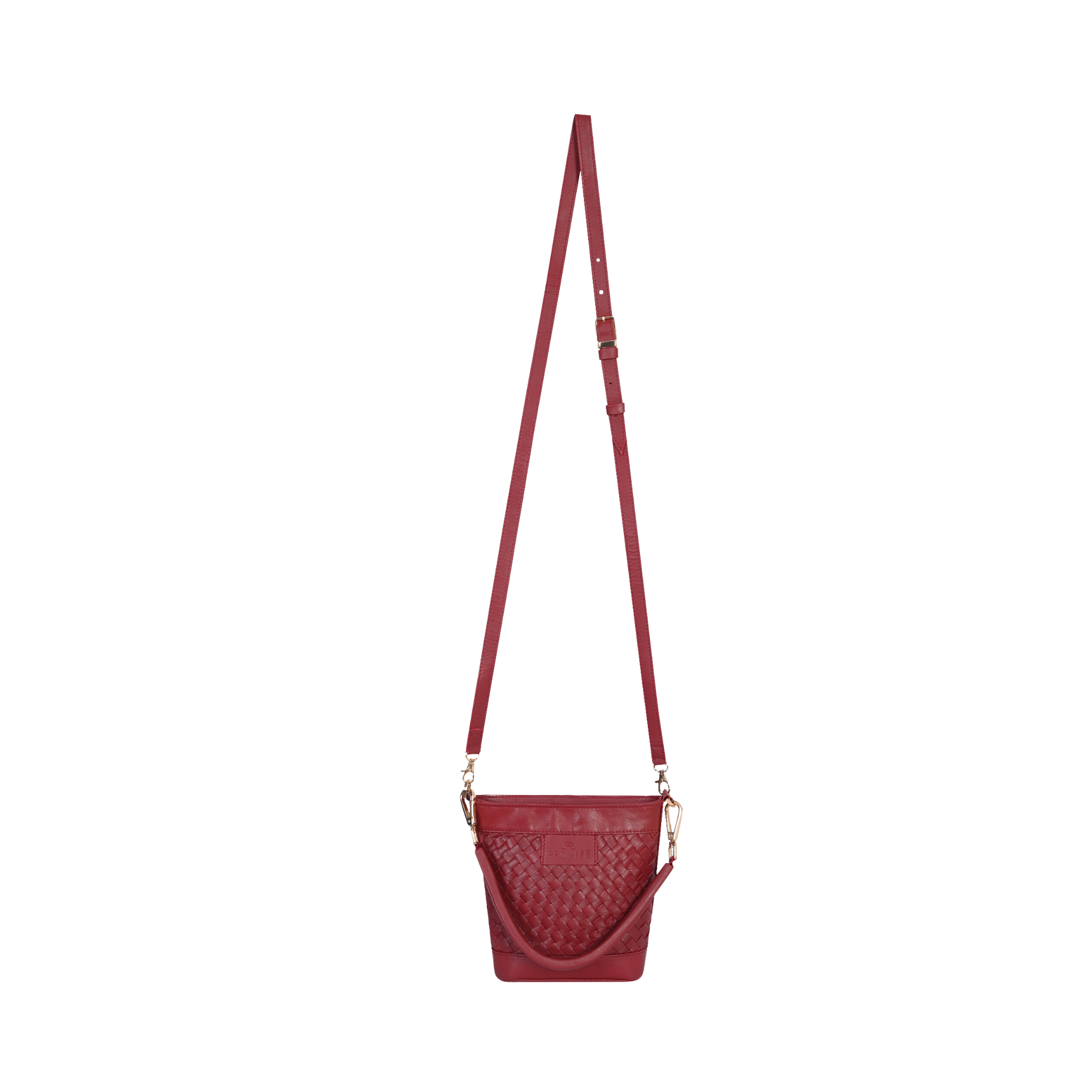 Tina Mini Woven Bucket Bag - Maroon