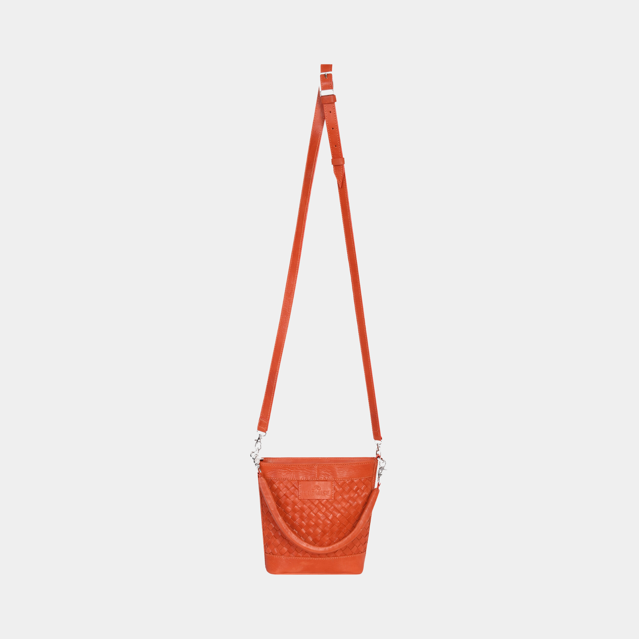 Tina Mini Woven Bucket Bag - Brown