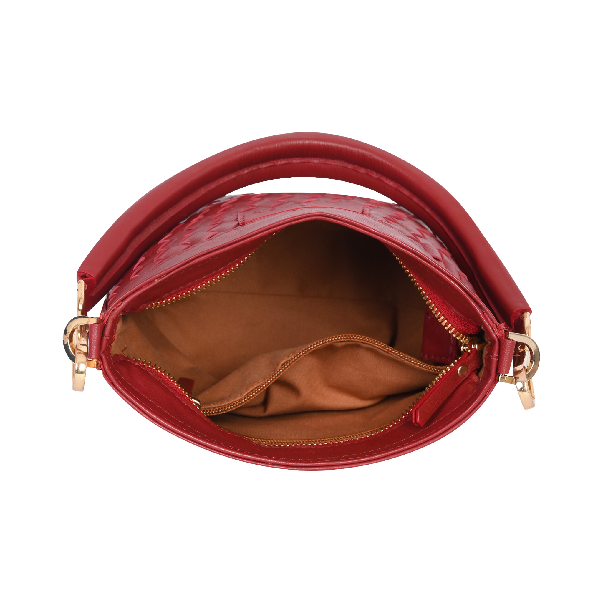 Tina Mini Woven Bucket Bag - Maroon