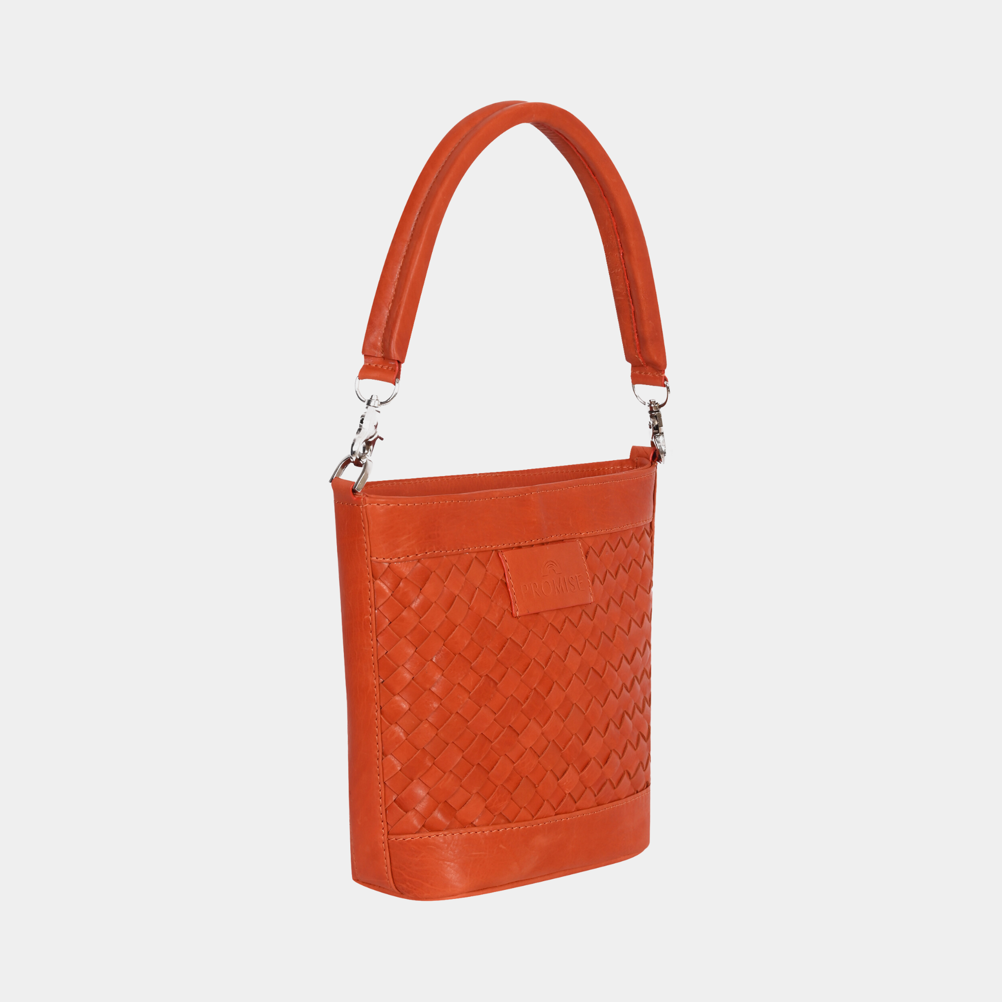 Tina Mini Woven Bucket Bag - Brown