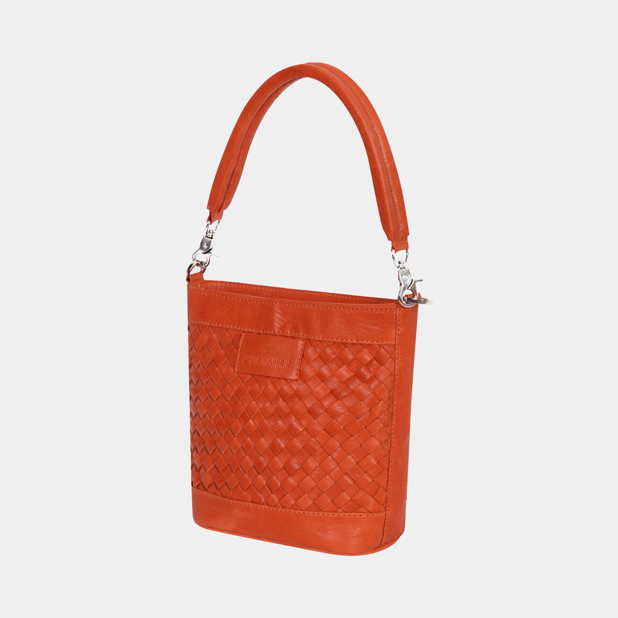 Tina Mini Woven Bucket Bag - Brown