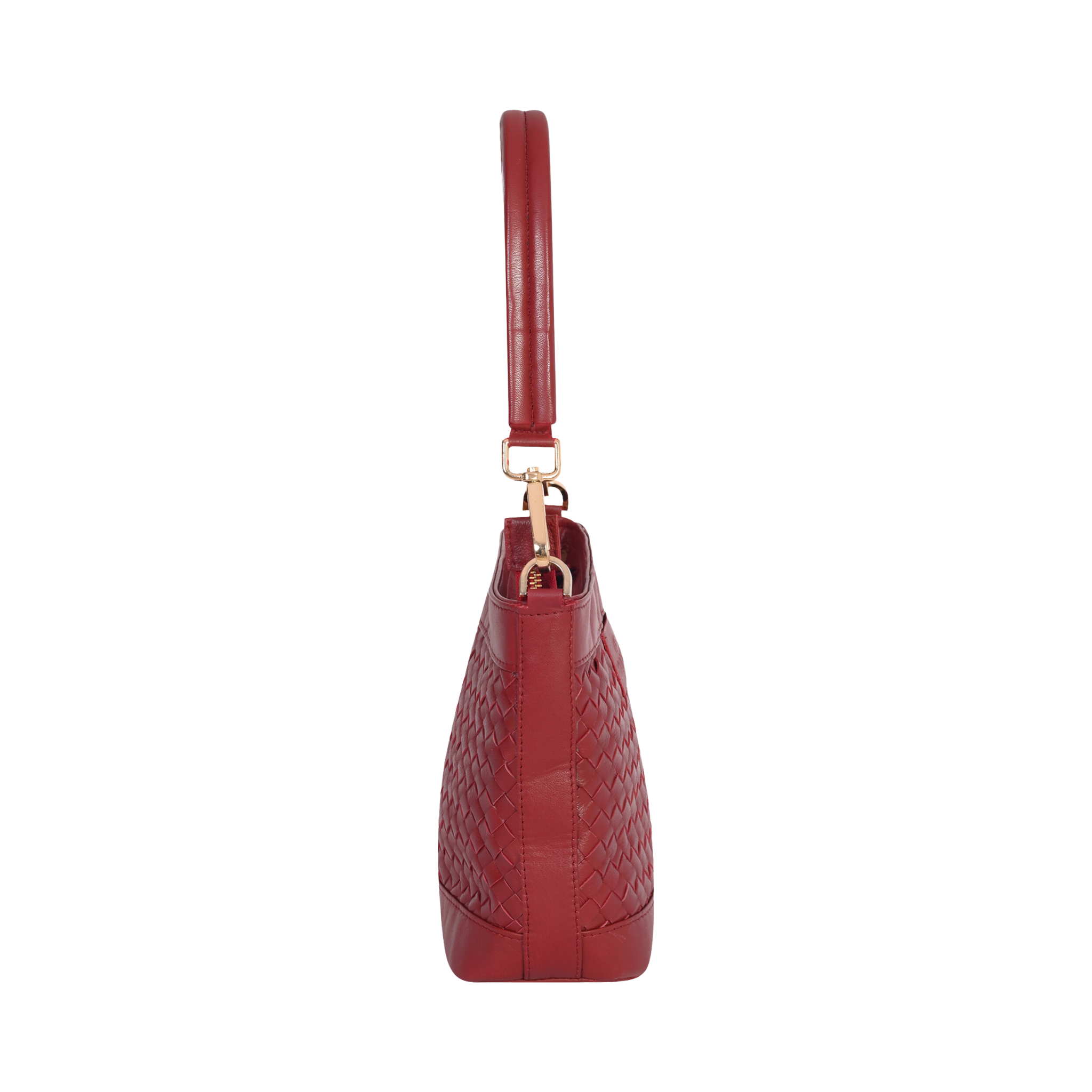 Tina Mini Woven Bucket Bag - Maroon
