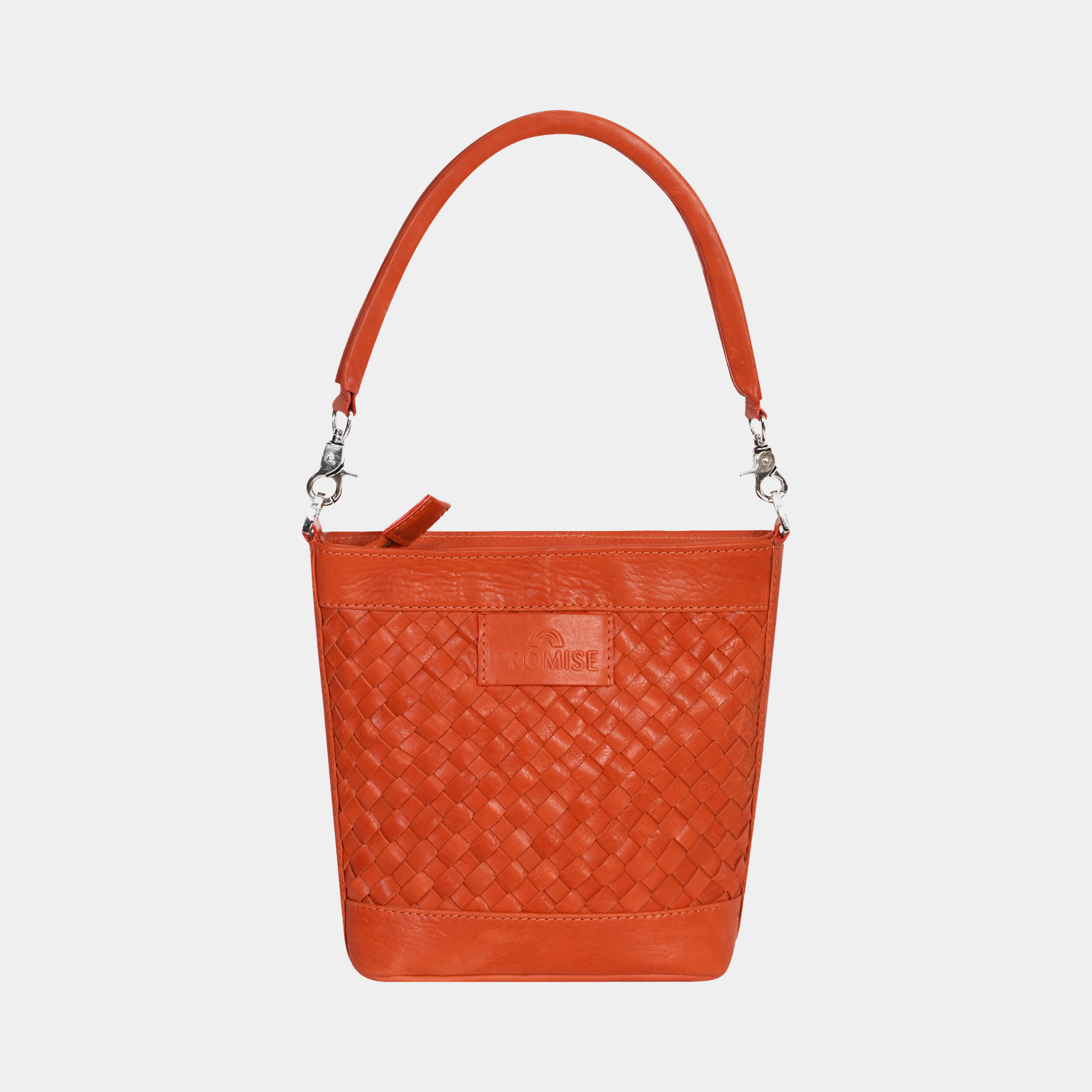 Tina Mini Woven Bucket Bag - Brown