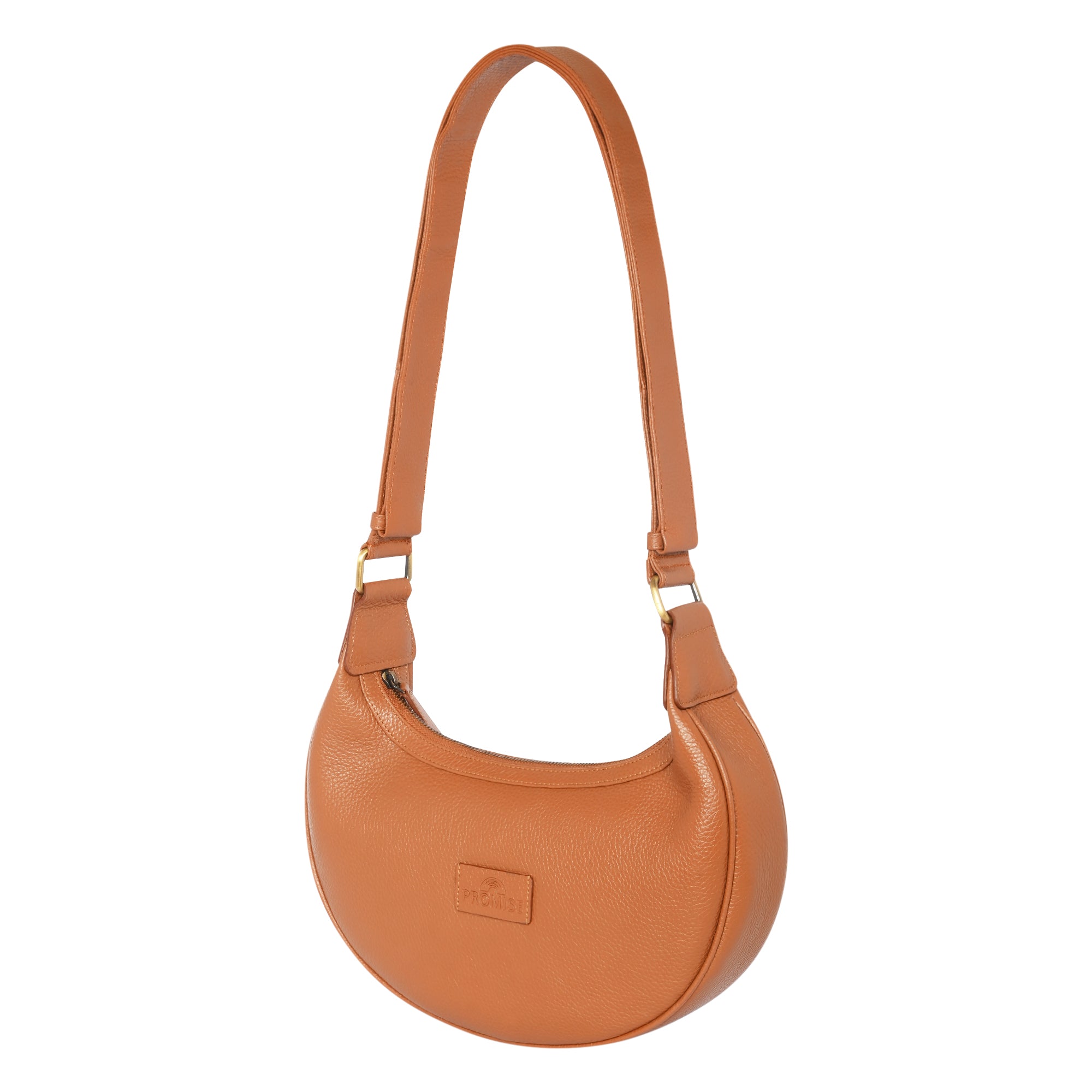 Jesse Minimalist Stylish Half Moon Crossbody Bag - Cognac