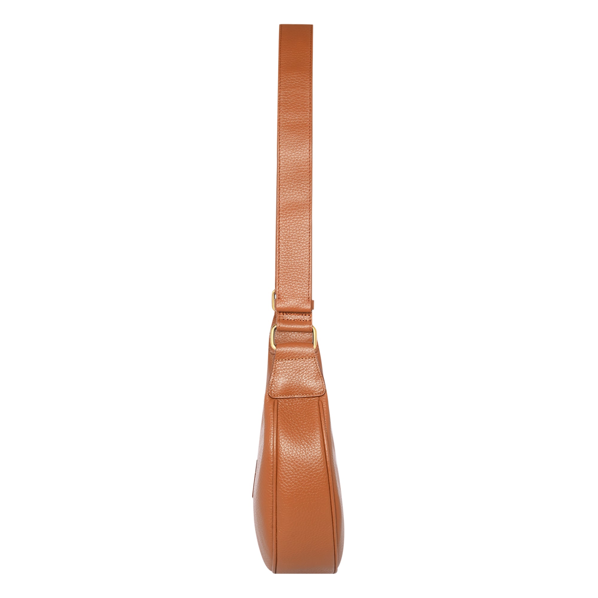 Jesse Minimalist Stylish Half Moon Crossbody Bag - Cognac