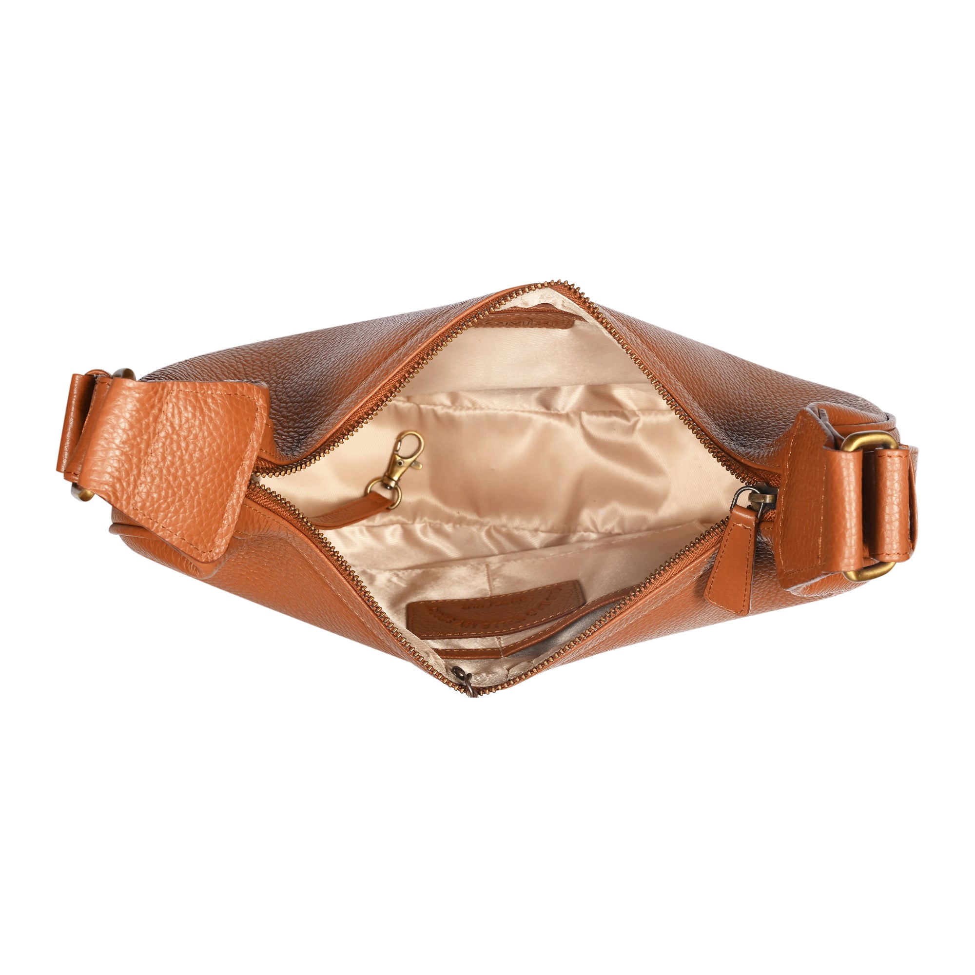 Jesse Minimalist Stylish Half Moon Crossbody Bag - Cognac