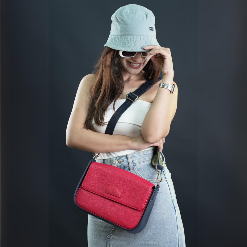 Lara Crossbody Bag - Red & Blue