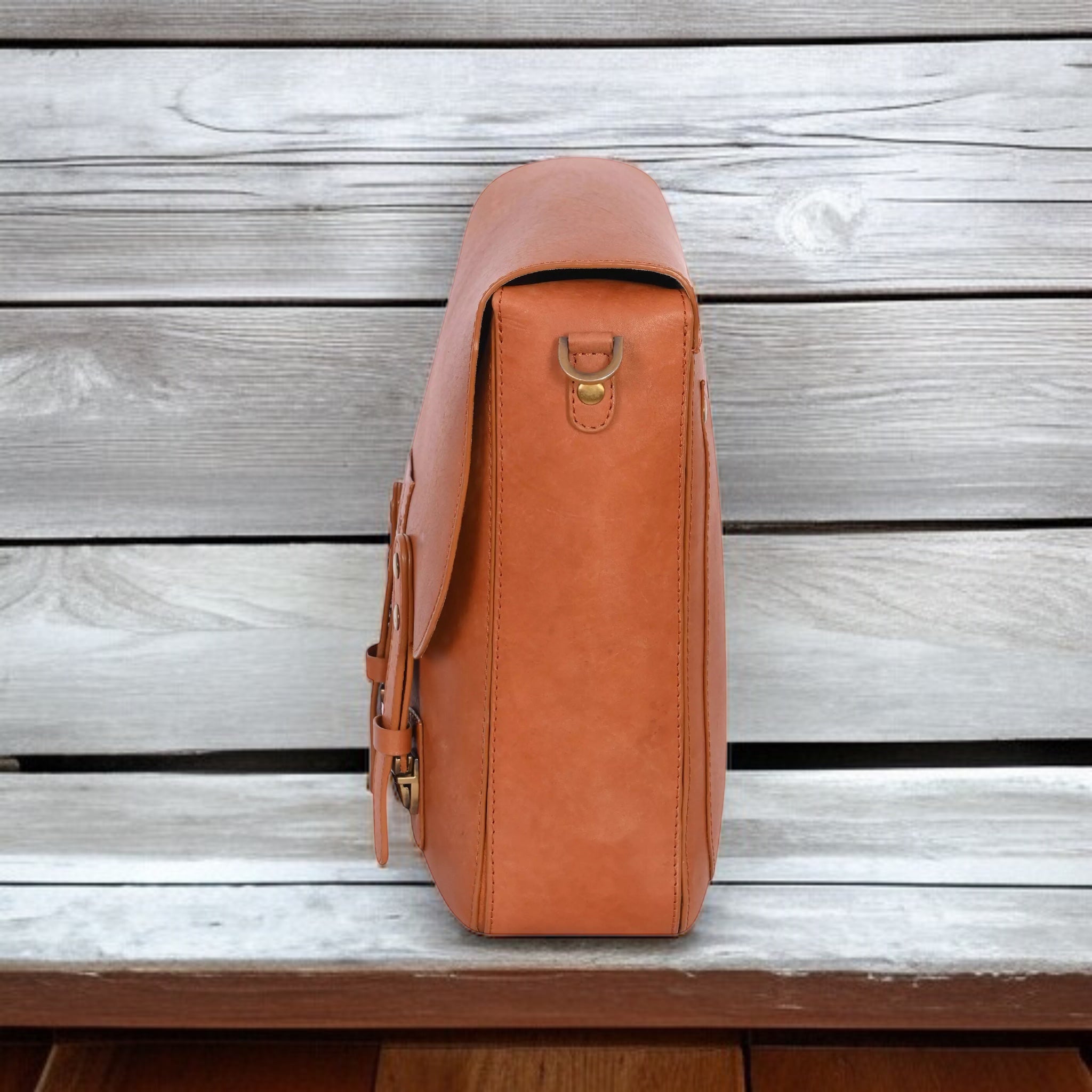 Kim Full-Flap Messenger Bag - Cognac