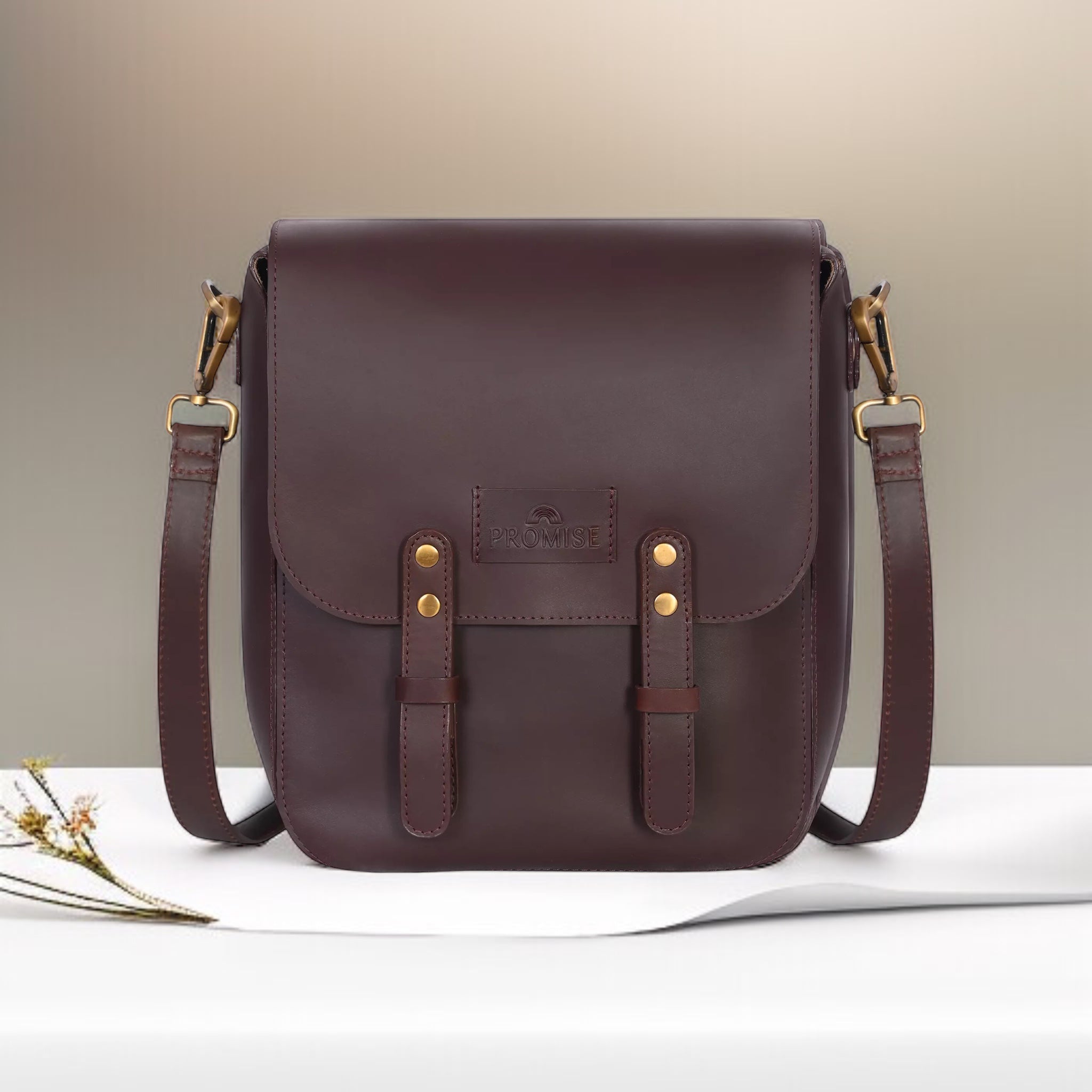 Kim Full-Flap Messenger Bag - Dark Brown