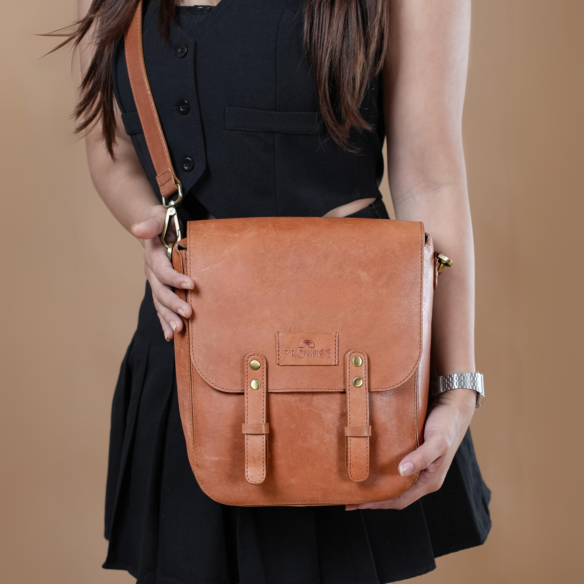 Kim Full-Flap Cognac Messenger Bag