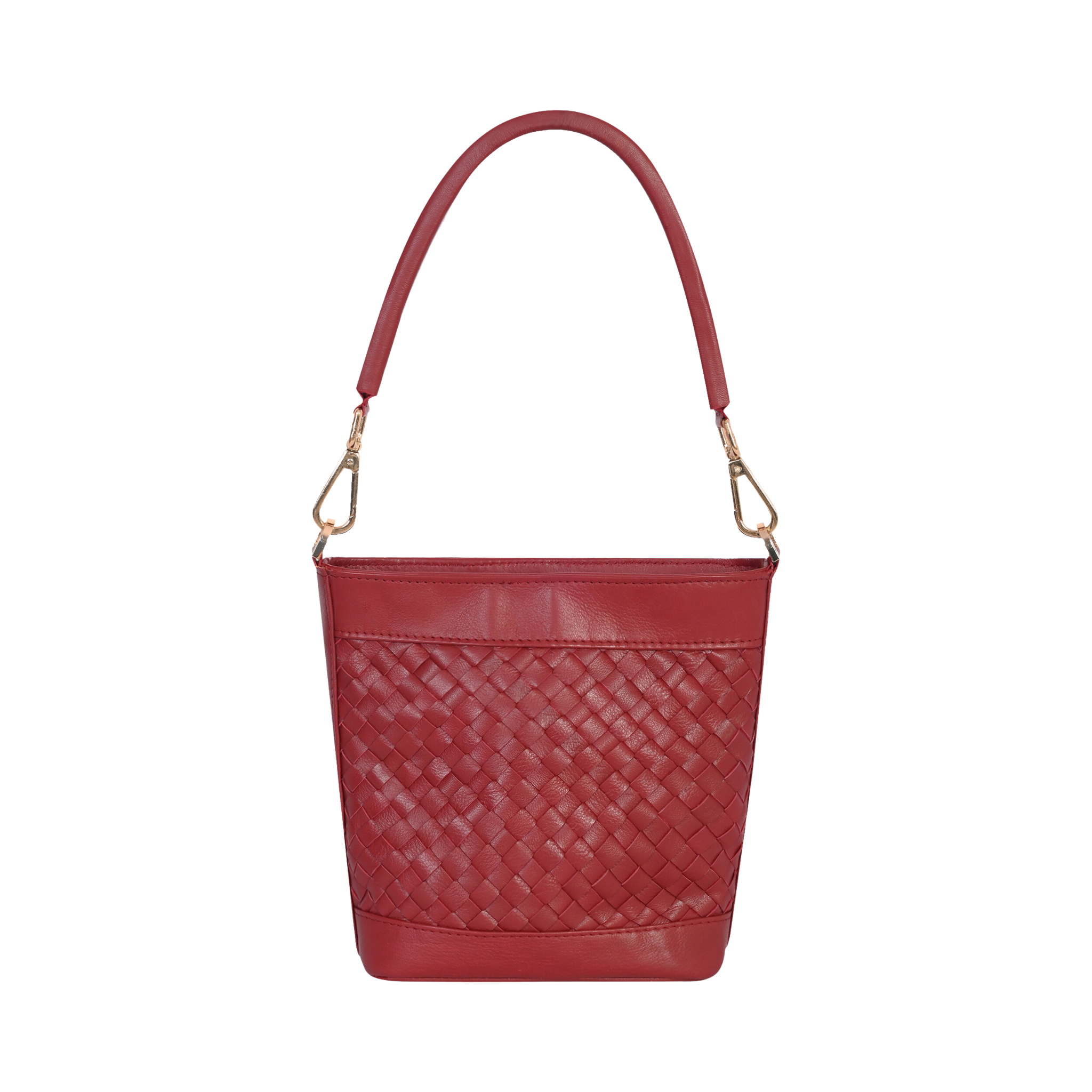 Tina Mini Woven Bucket Bag - Maroon