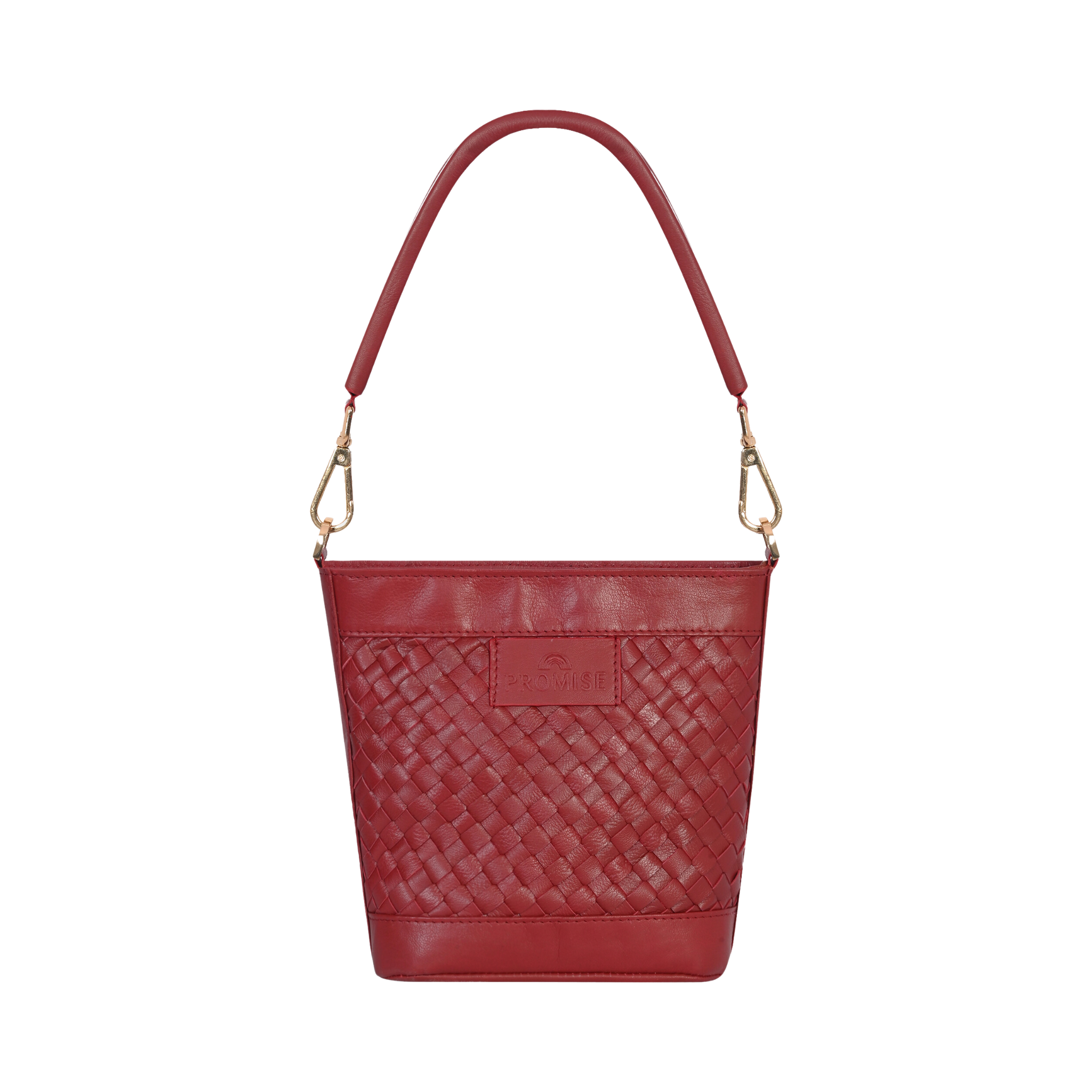 Tina Mini Woven Bucket Bag - Maroon