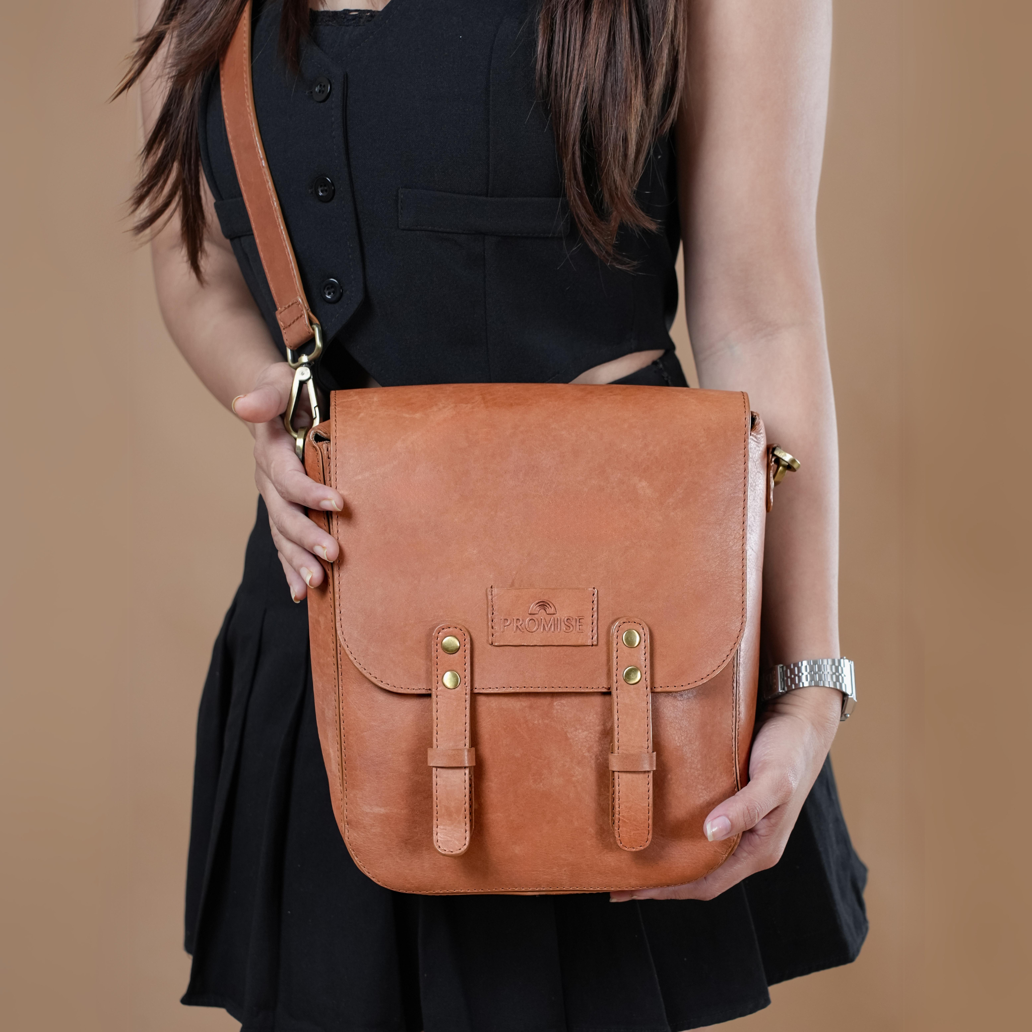 Kim Full-Flap Cognac Messenger Bag