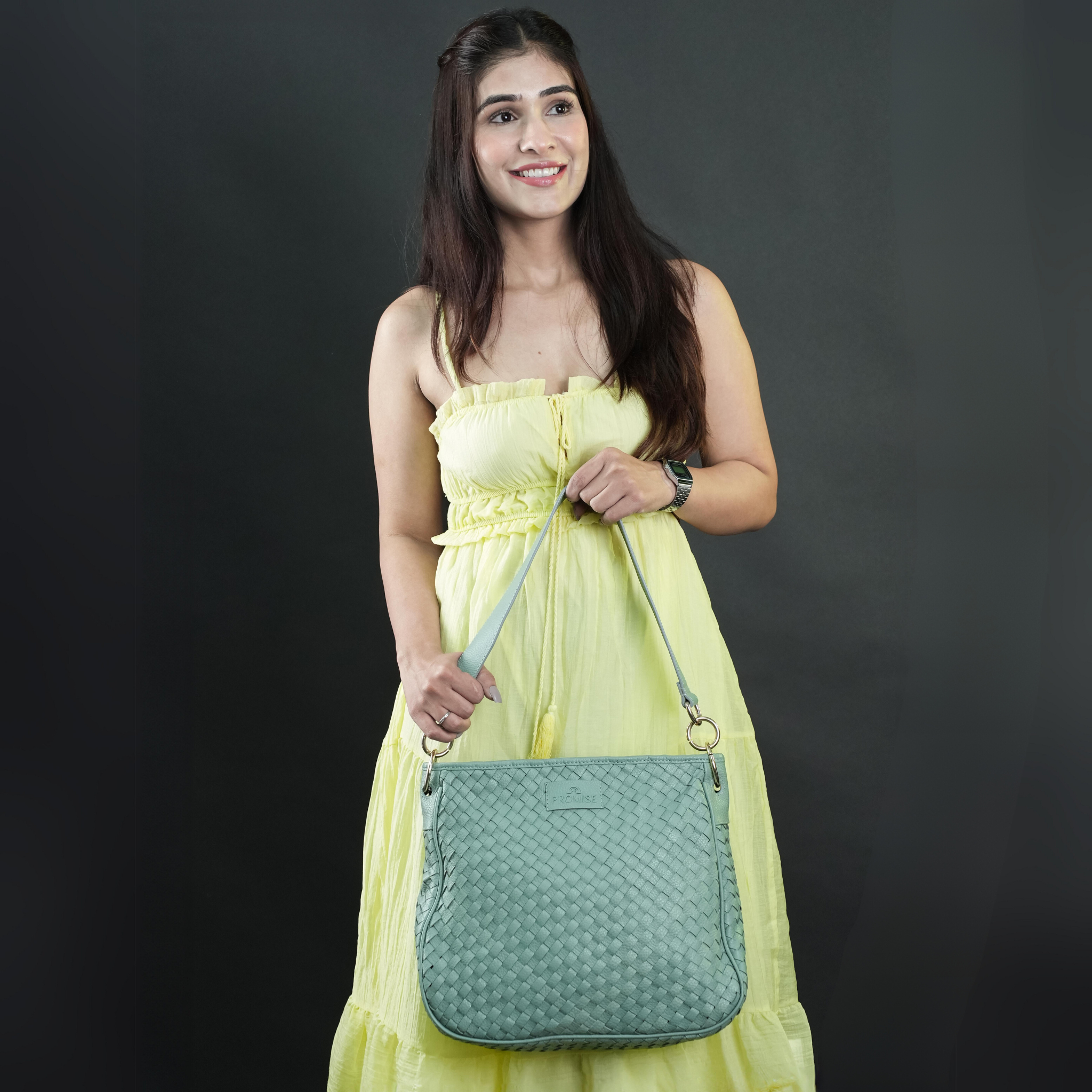 Patricia Hand Woven Green Bag