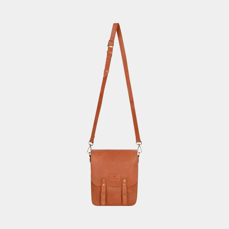 Kim Full-Flap Messenger Bag - Cognac