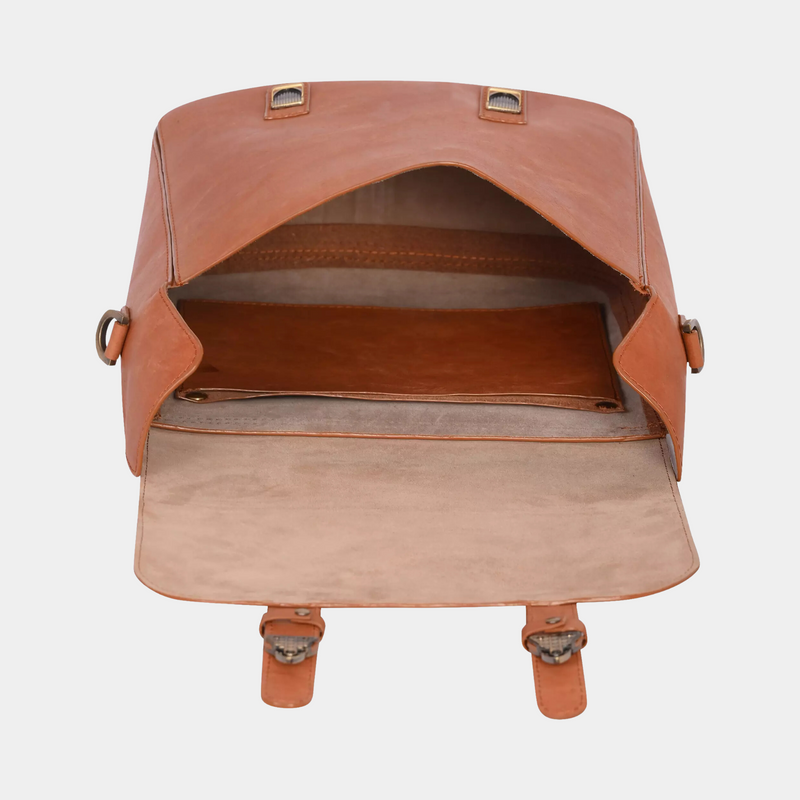 Kim Full-Flap Messenger Bag - Cognac