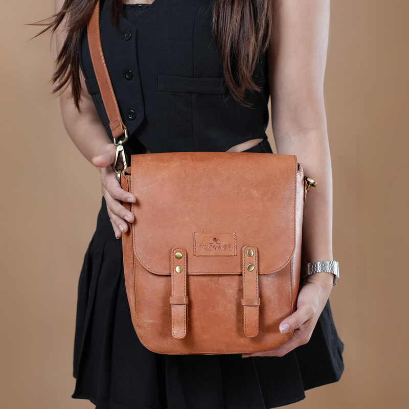 Kim Full-Flap Messenger Bag - Cognac