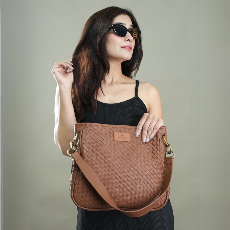 Patricia Hand Woven Bag - Brown