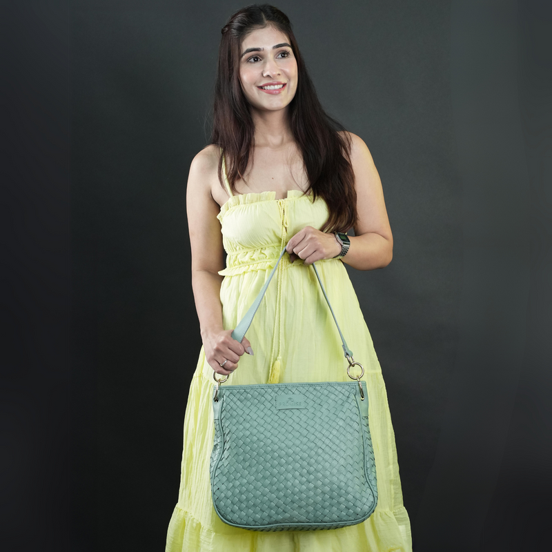 Patricia Hand Woven Bag -  Light Green