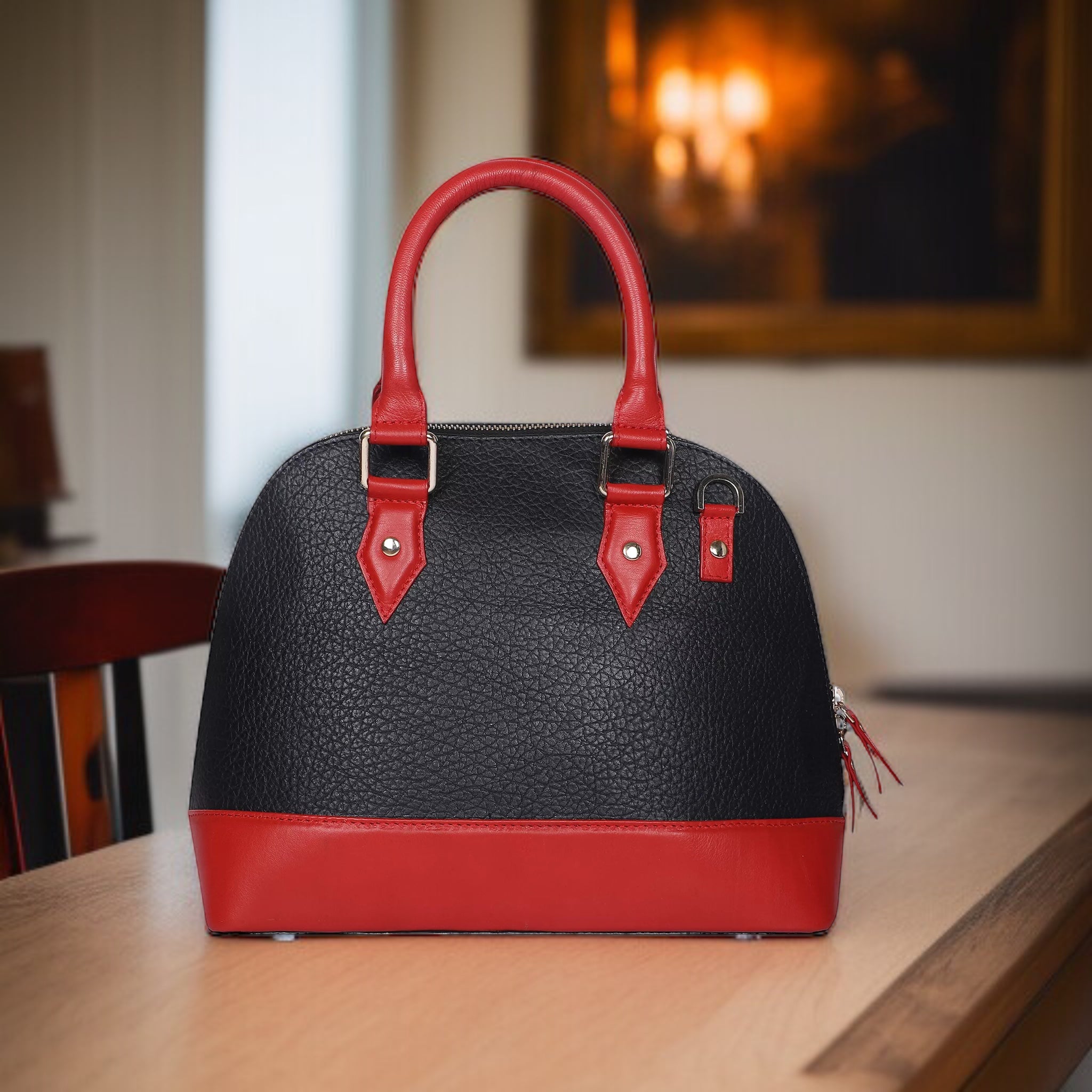 Emma Handbag - Black & Red