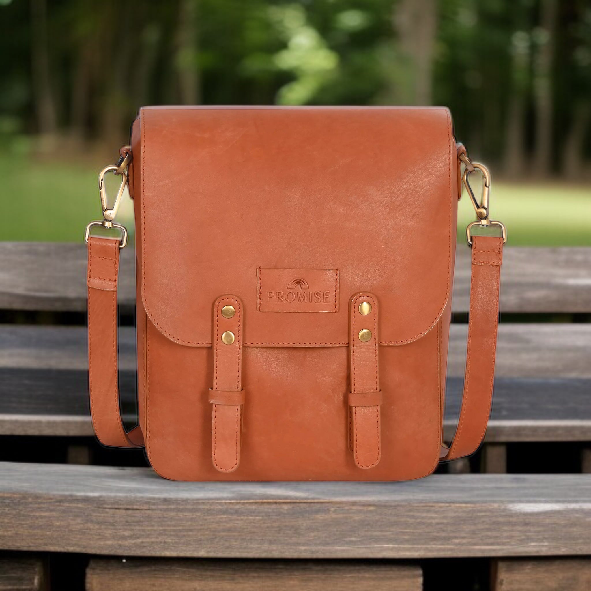 Kim Full-Flap Messenger Bag - Cognac