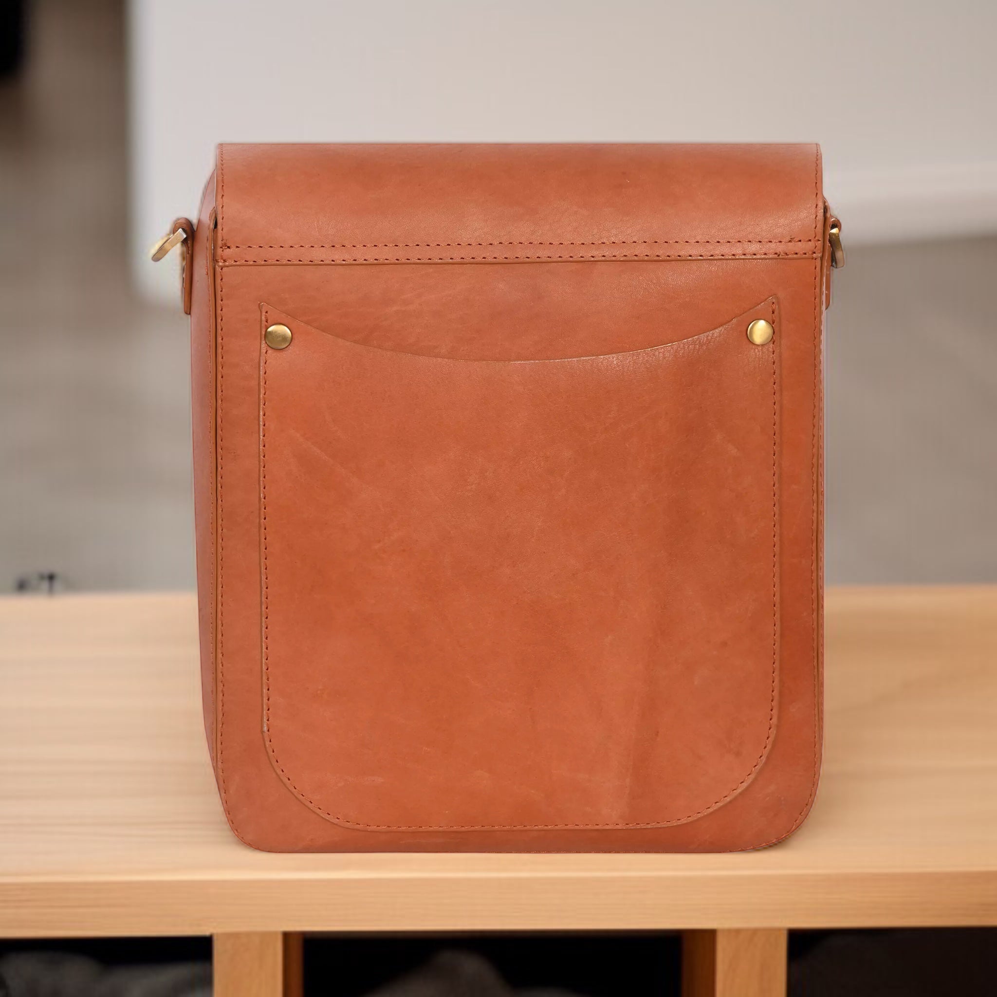 Kim Full-Flap Messenger Bag - Cognac