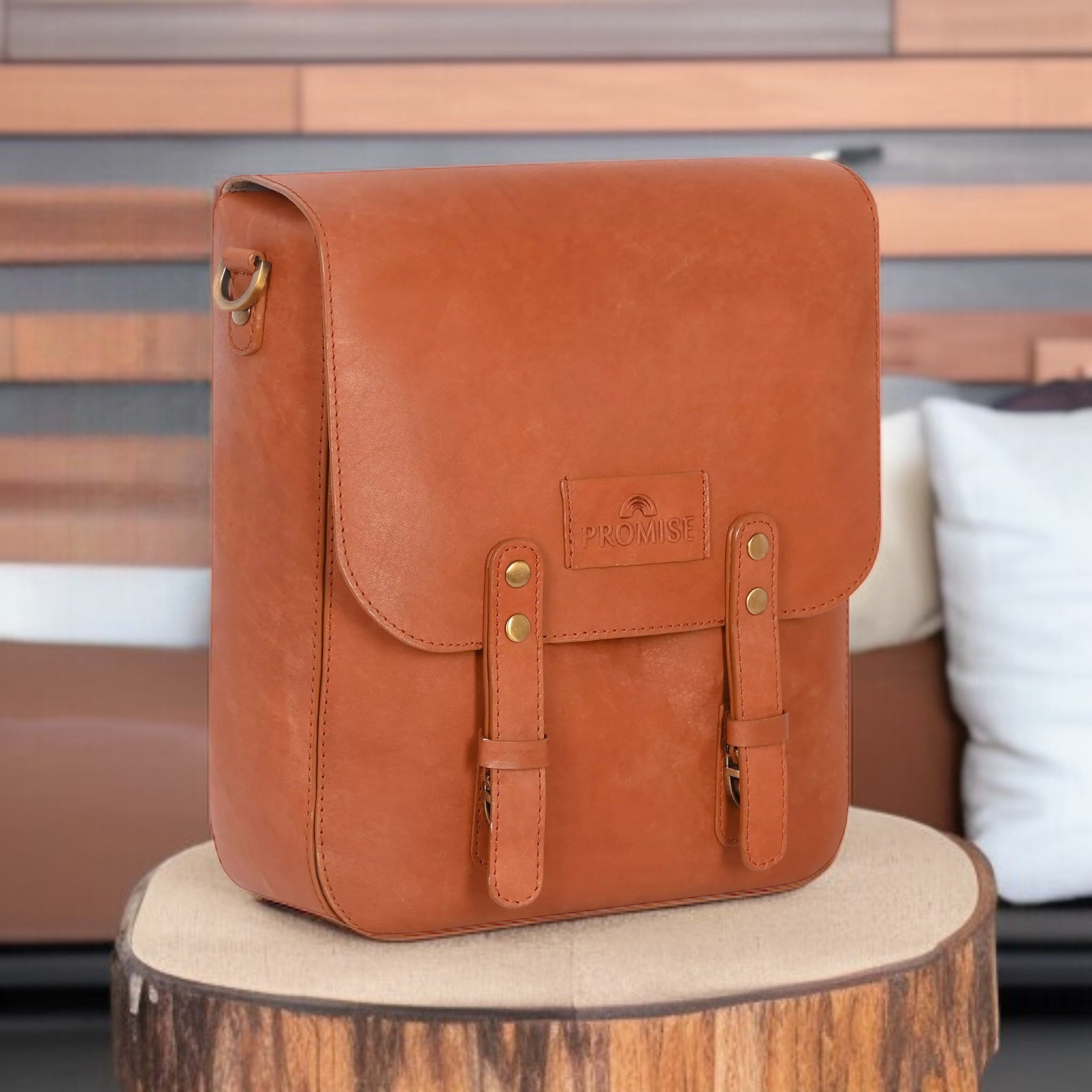 Kim Full-Flap Messenger Bag - Cognac