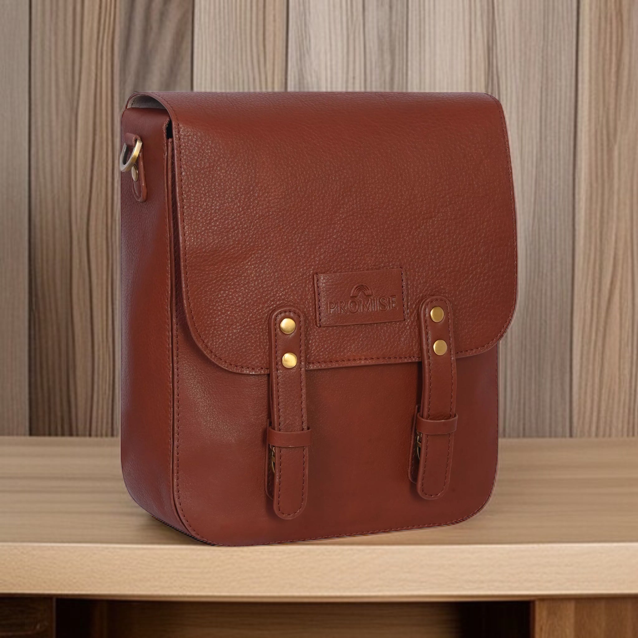 Kim Full-Flap Messenger Bag - Brown
