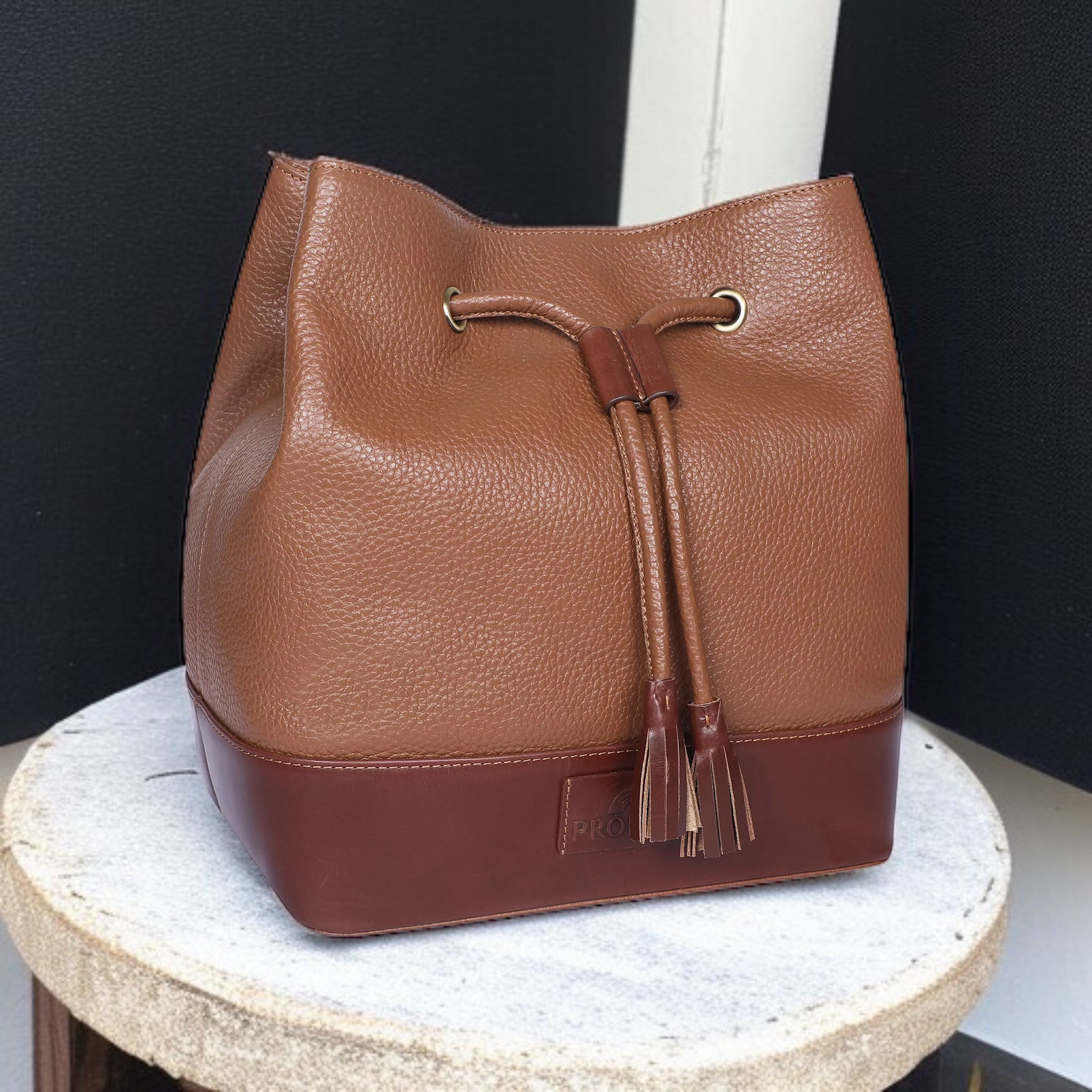 Carla Drawstring Bag - Brown