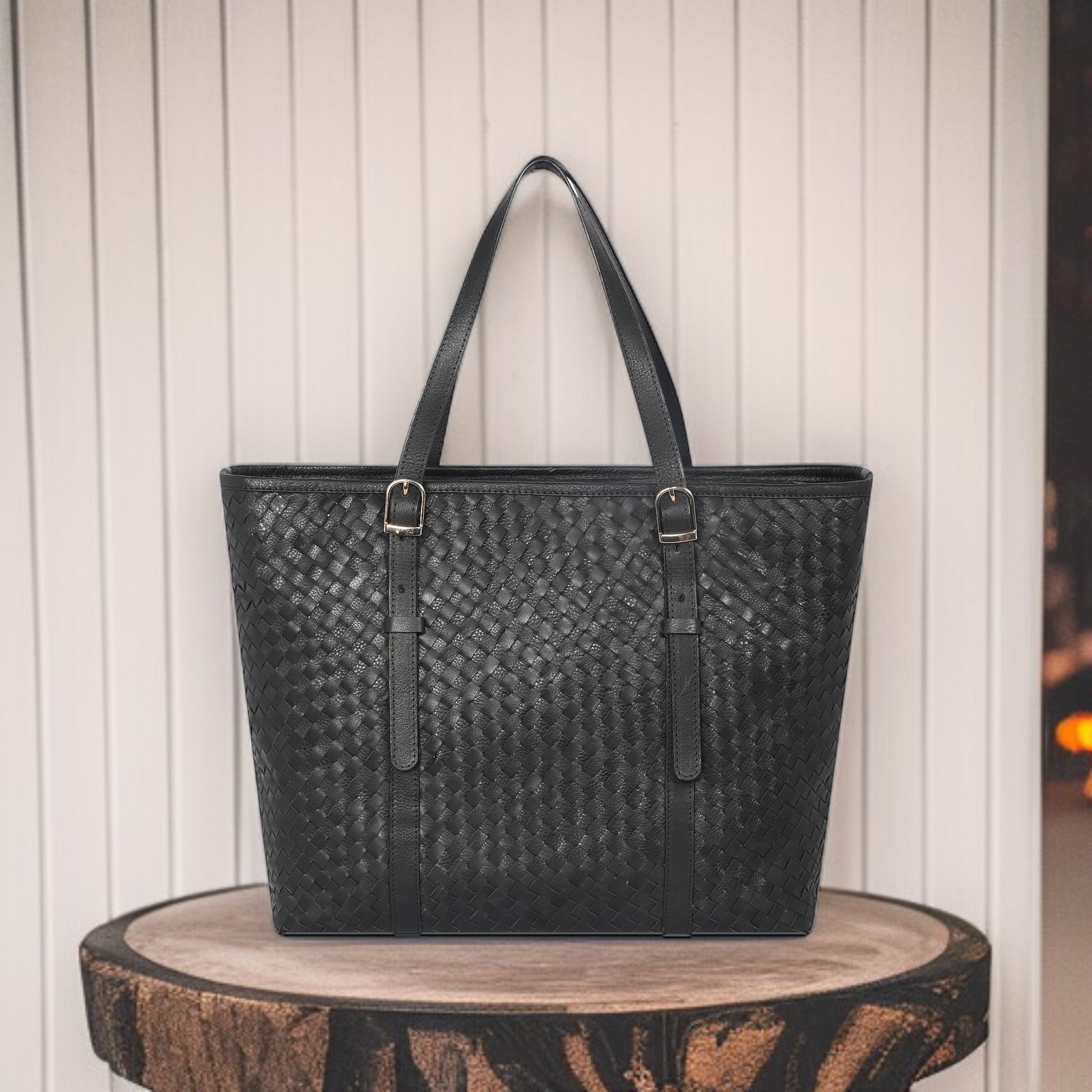 Margaret Handwoven Handbag - Black